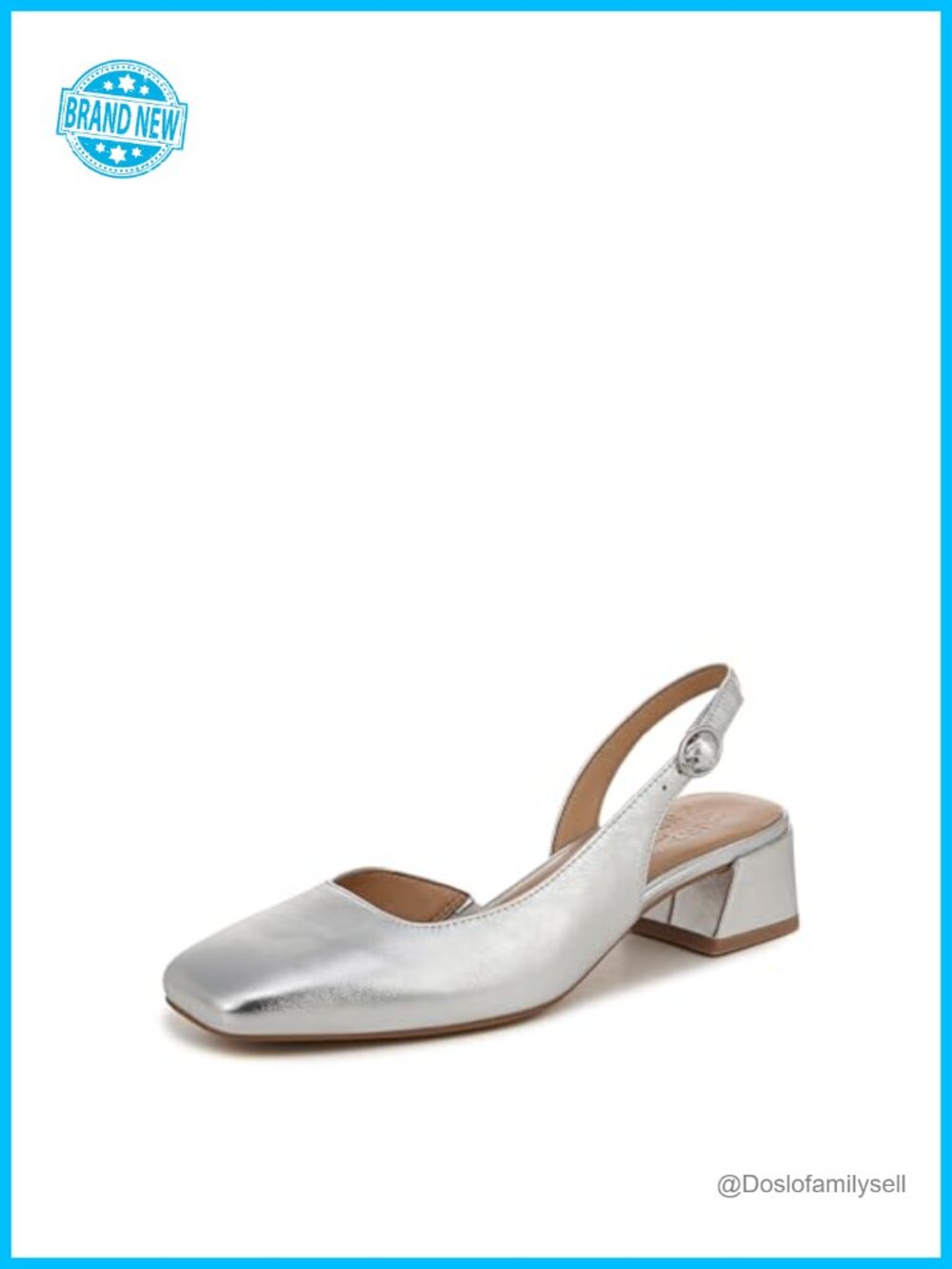 Naturalizer Jayla Slingback Block Heel Pumps Leather Square Toe Womens